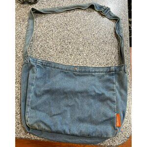 Womens Denim Shoulder Bag with Snap Closure